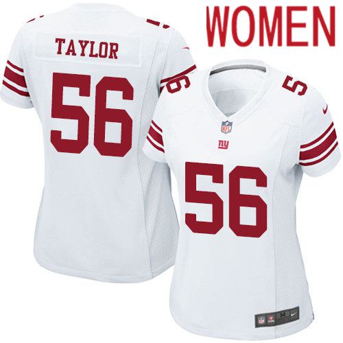 Women New York Giants #56 Lawrence Taylor Nike White Game NFL Jersey
